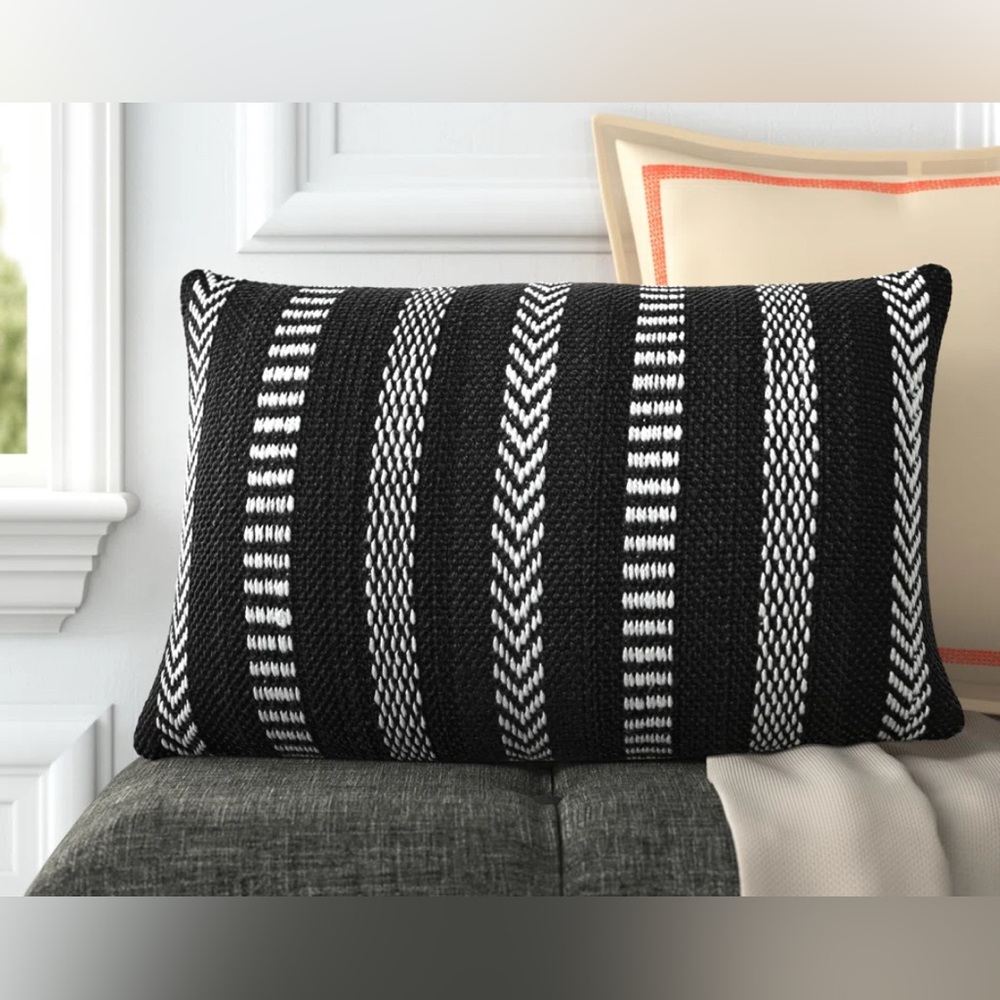 Joss & Main Positano Lumbar Throw Pillow Cover 13” X 21” Black And White New